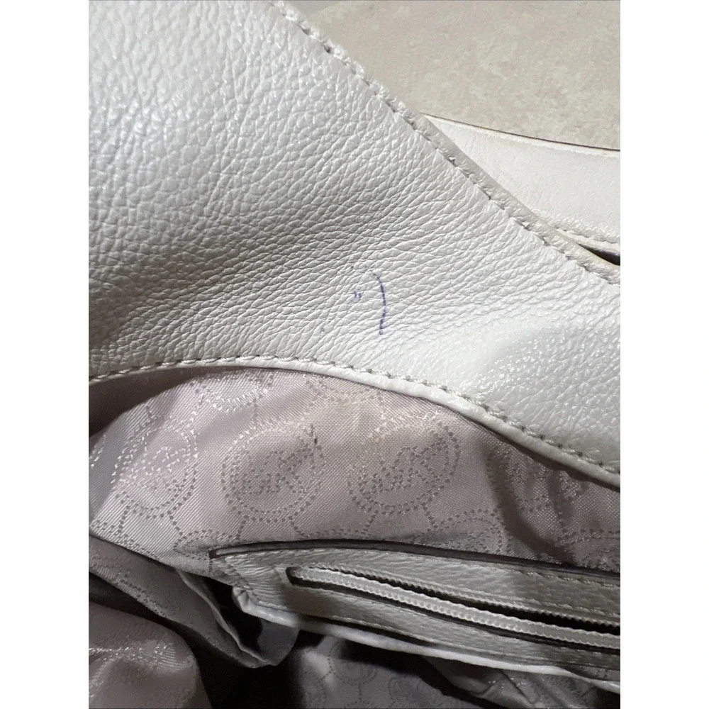 Michael Kors Layton Pebbled Leather Shoulder Bag Hobo Cream Large Designer Boho‎